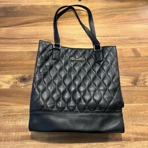 VERA BRADLEY Black Quilted Leather Tote Bag